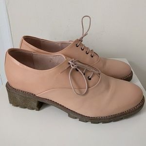 Miista pink leather gold glitter soles oxfords 10